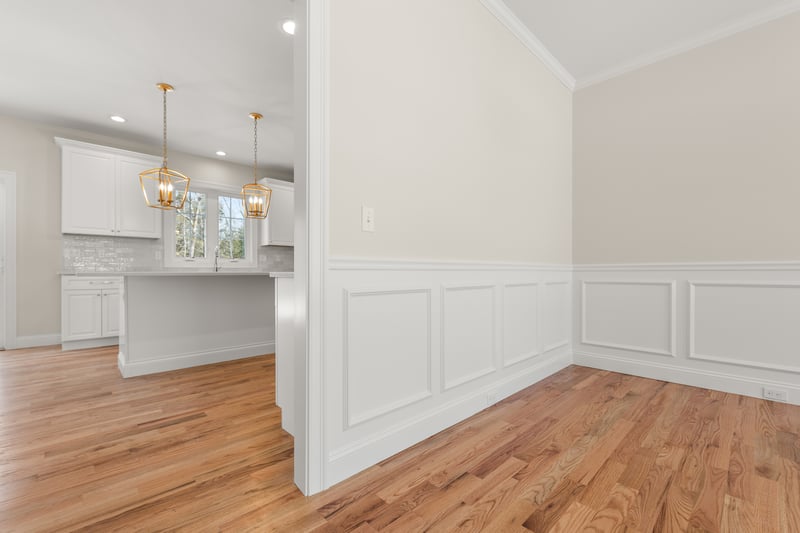 Dining Rooms have applique moldings and crown molding as the standard