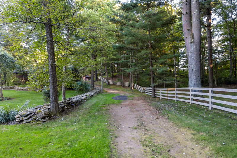 This gravel drive leads to the barn