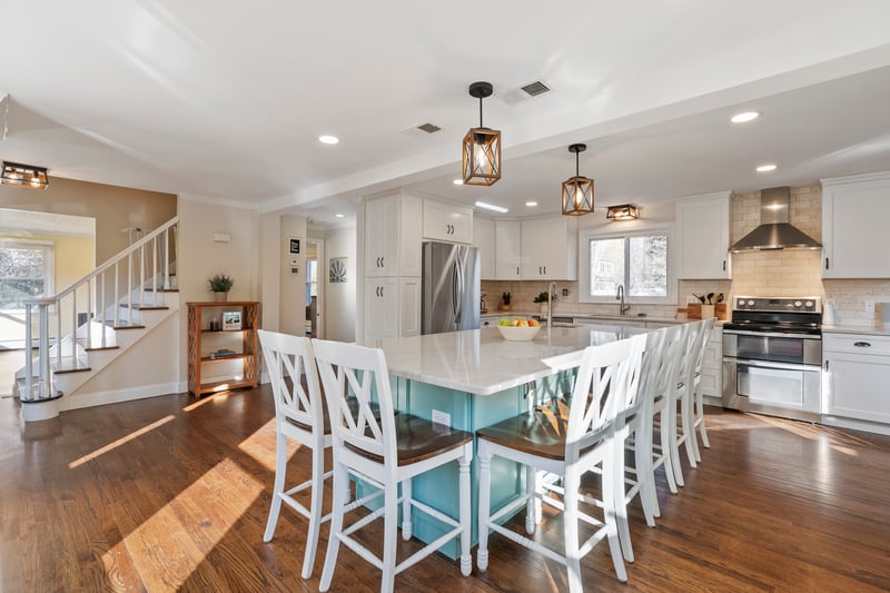 Open Kitchen with massive 9x4 island