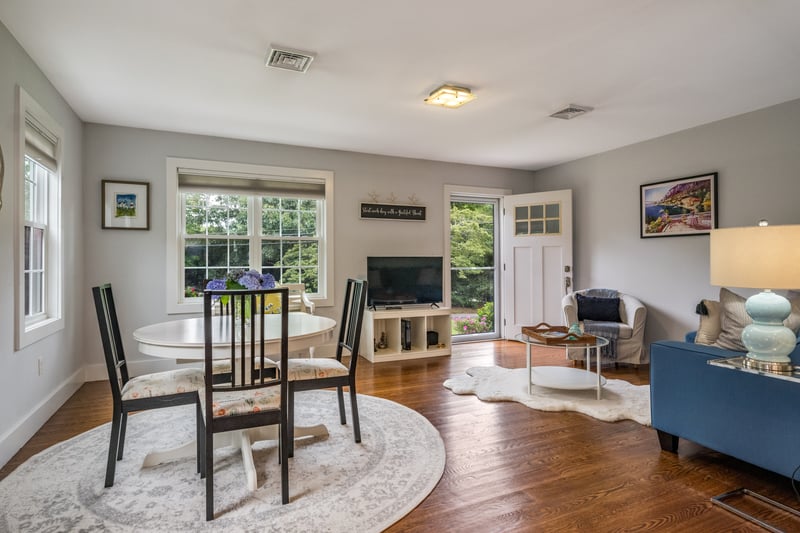 Open floor plan incorporates the living and dining areas.