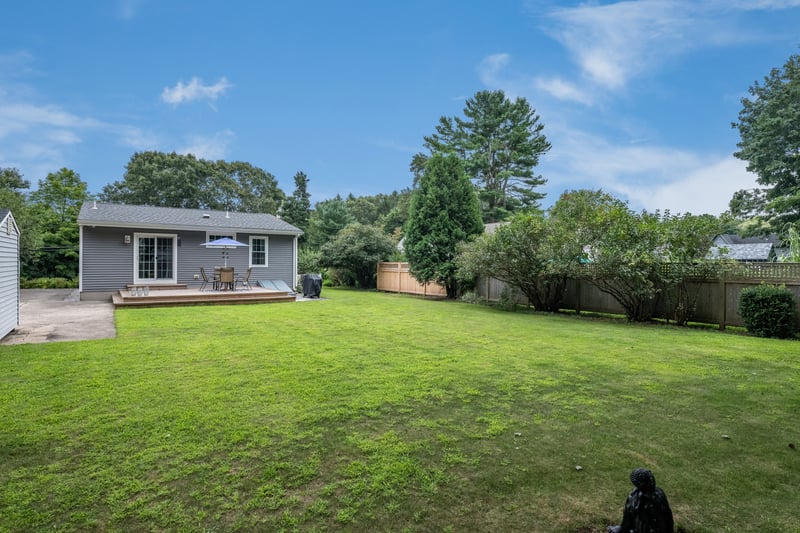 Level backyard with large deck